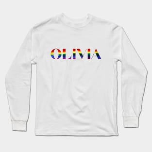 Olivia Rainbow Text Long Sleeve T-Shirt